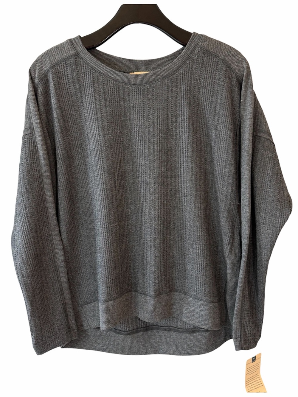 NWT Democracy Long Sleeve Sweatshirt Small Dark Gray Ribbed Relaxed Casual Fall